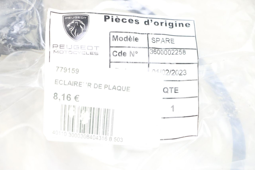 photo de ILLUMINAZIONE TARGA PEUGEOT KISBEE 4T 50 (2018 - 2022)